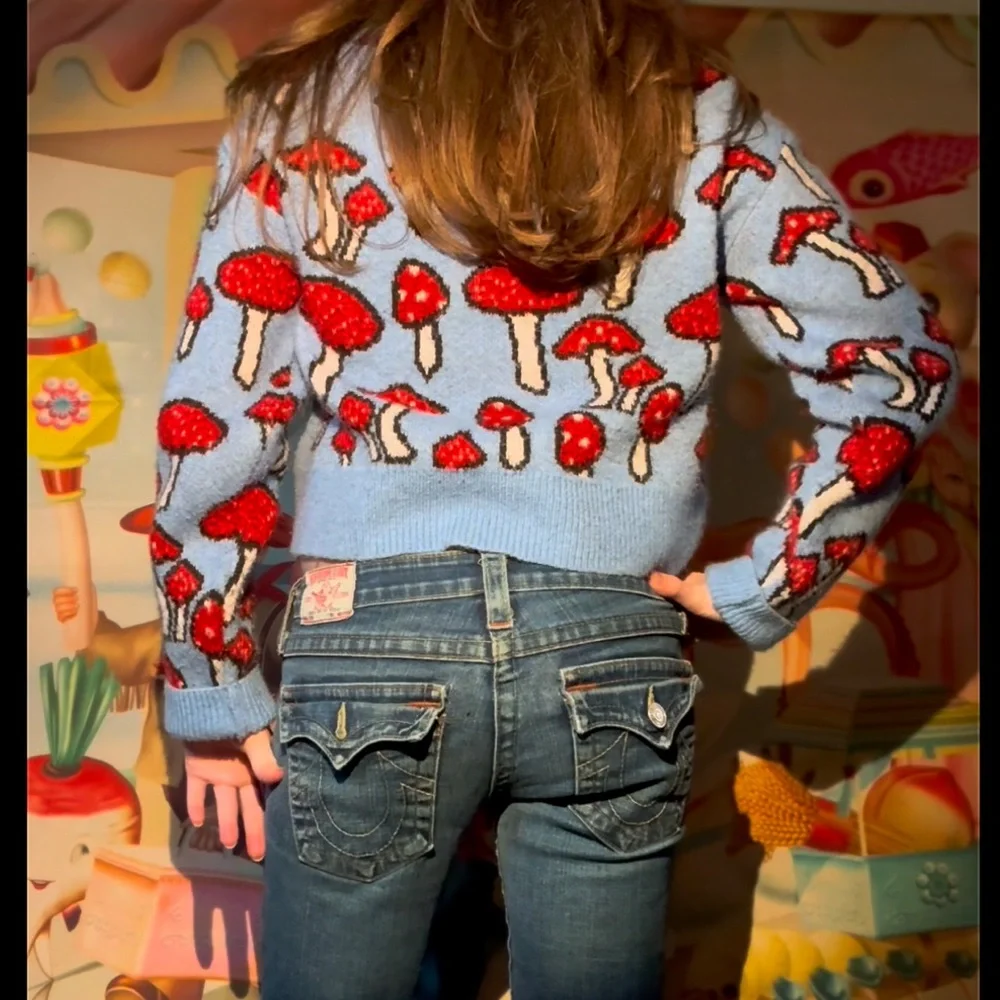 ZARA red and blue mushroom sweater - Picture 2 of 6